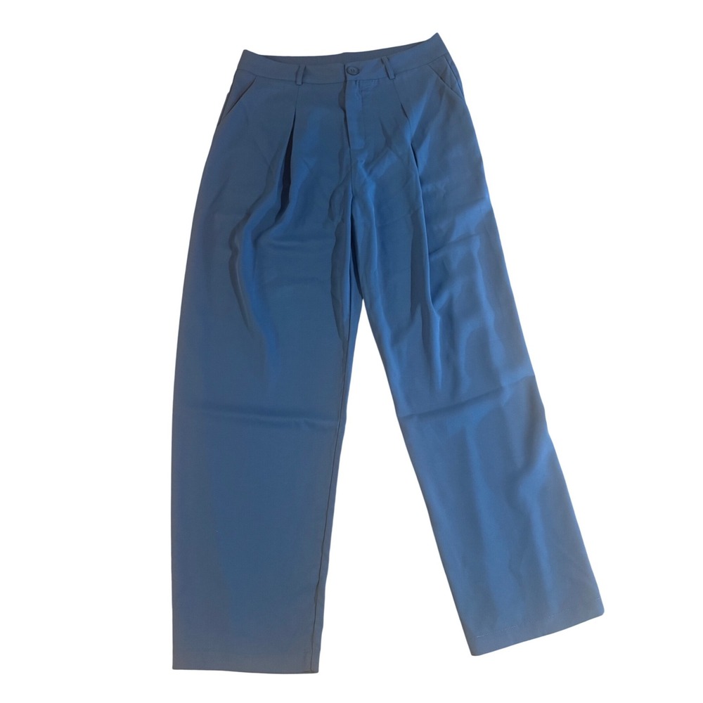 Cider Womens XL Slate Blue Wide Leg Pleated High Waisted Trousers Dress Pants